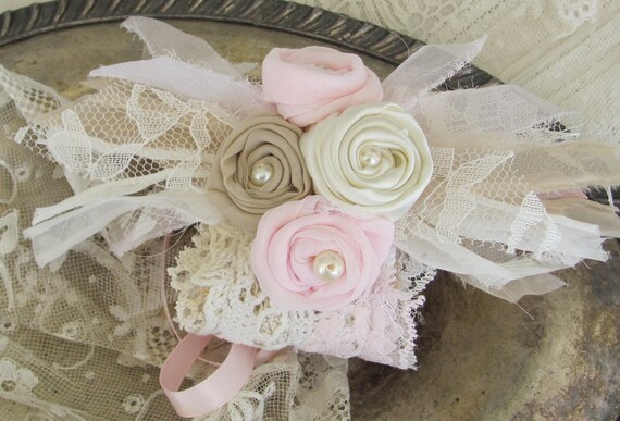 Wedding Wrist Corsage Cuff  Made to order by My Broken Art on Etsy