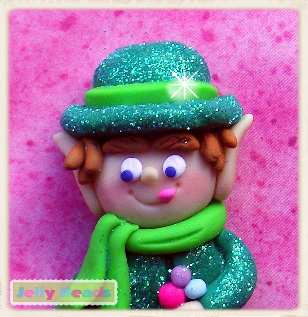 Lucky Leprechaun polymer clay bead/charm/bow center