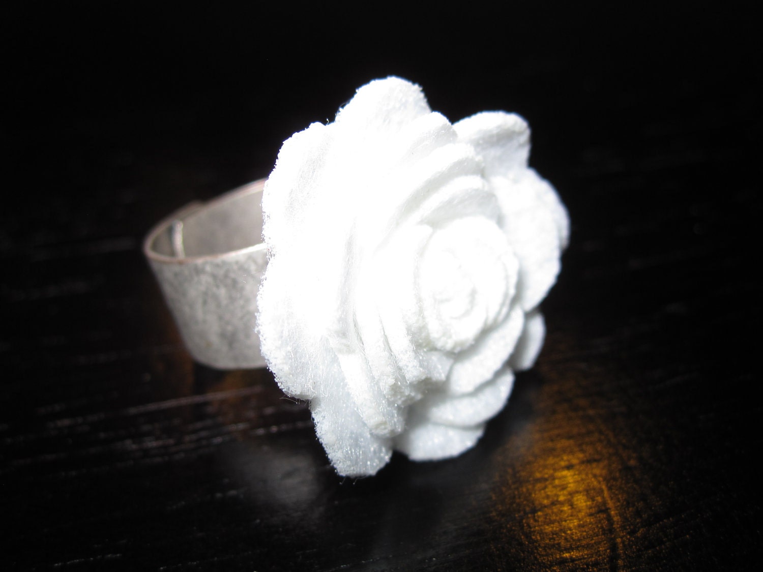 White Flower Petal Ring