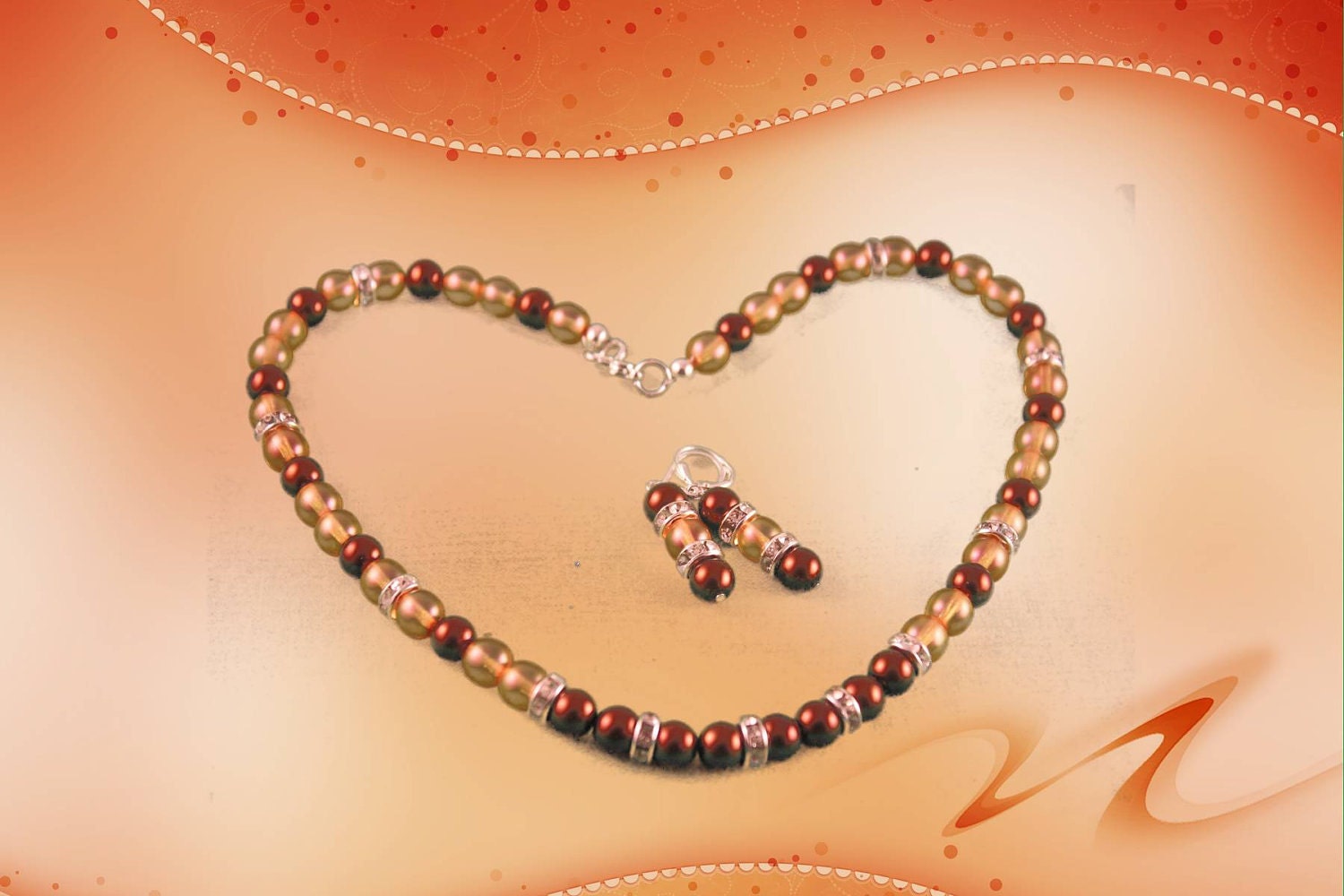 Multicolor Glass pearls with rondelles Necklace and Earring set
