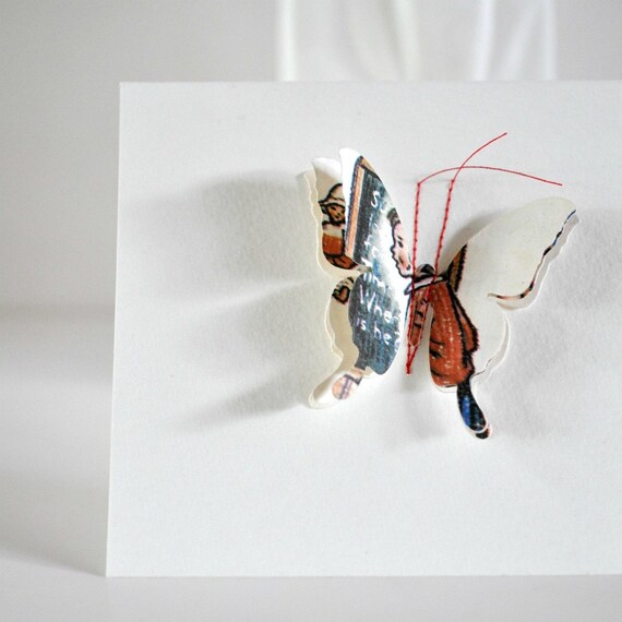 Gift Card Vintage Storybook Girl 3D Butterfly
