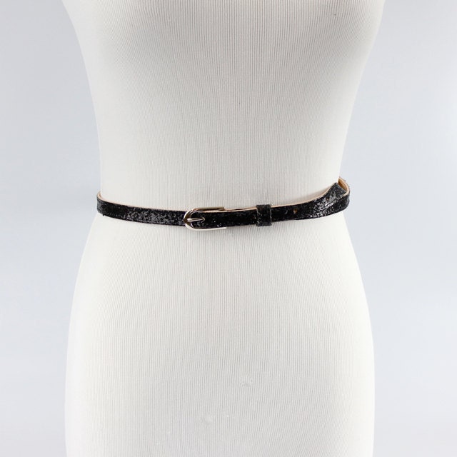 Skinny Black Glitter Belt