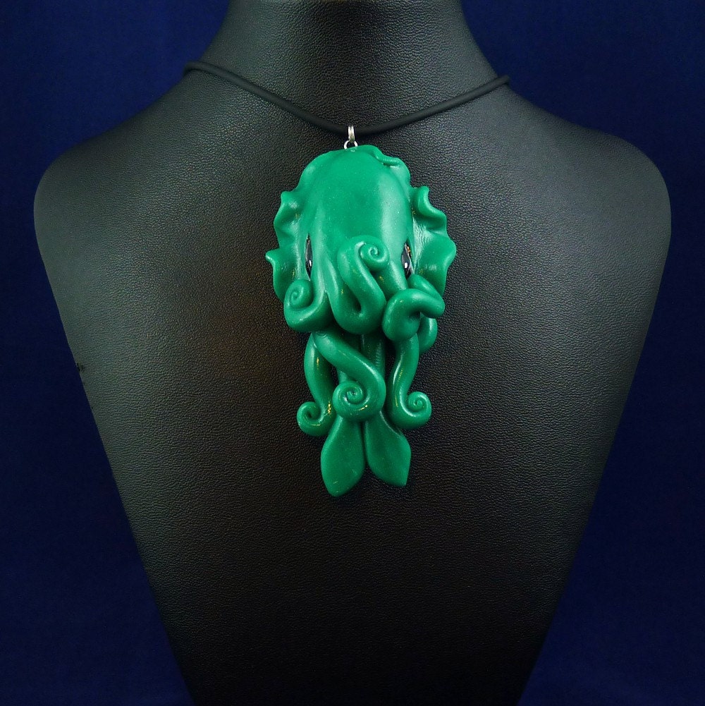 Jade Cuttlefish Necklace - Handmade Polymer Clay Jewelry