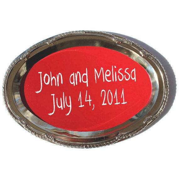 Chalkboard Wedding Tray Oval Red for your Rustic Wedding Spring Wedding 