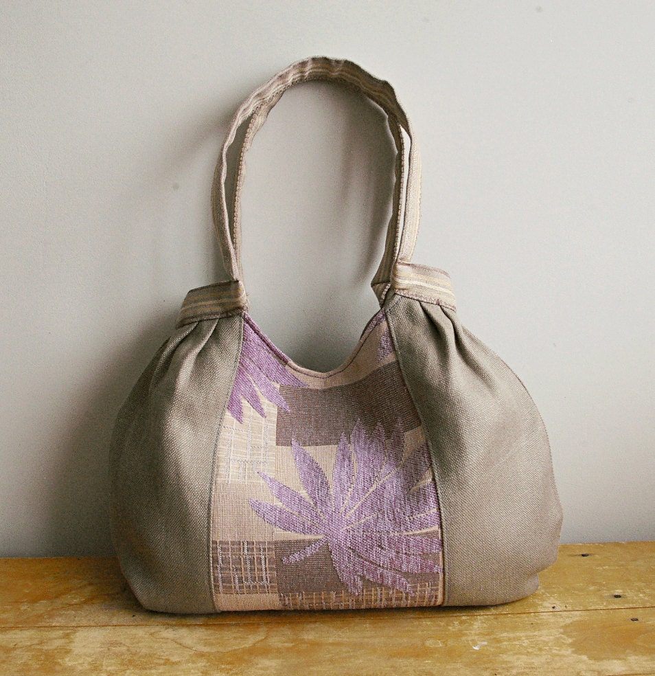 Beige Lavender Linen Pleated Bag / Purse / by DelindaBoutique from etsy.com