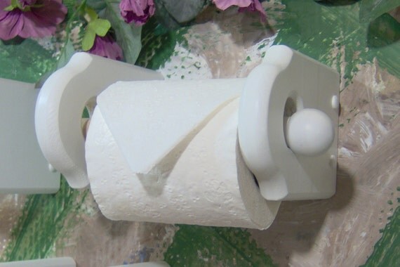White Toilet Paper tissue Holder wood