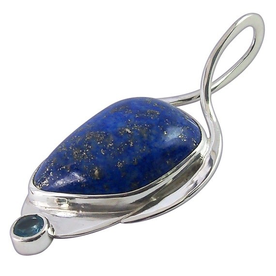 Lapis Lazuli and Blue Topaz Pendant set in Sterling Silver,  plpsj1962