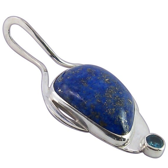 Lapis Lazuli and Blue Topaz Pendant set in Sterling Silver,  plpsj1962
