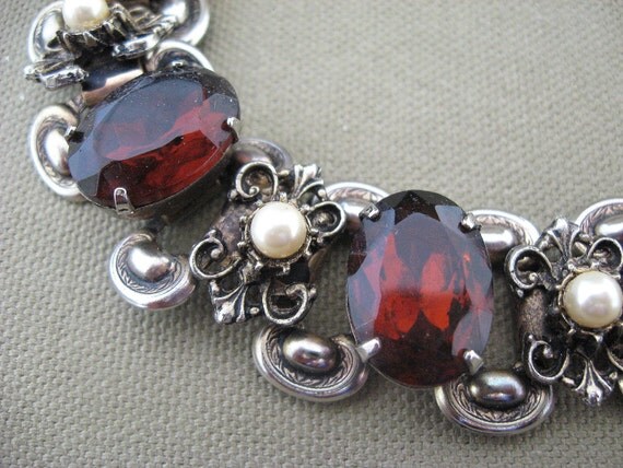 Chunky Vintage Rhinestone Bracelet Autumn Umber Color