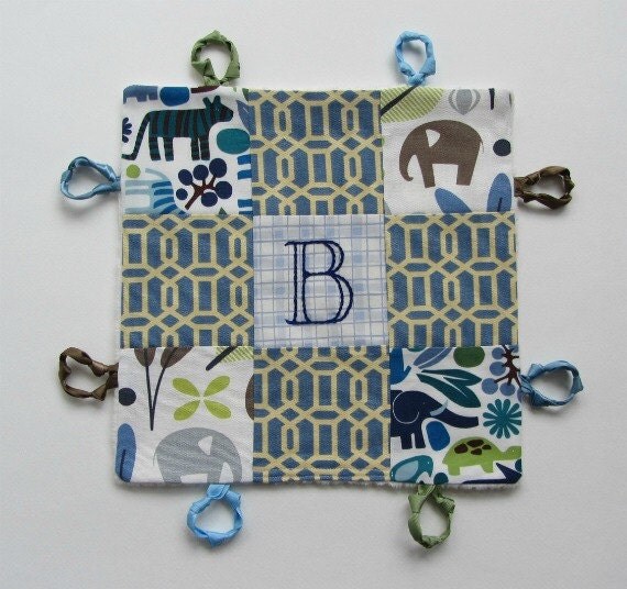 Baby Boy Lovey with Custom Hand Embroidery and Knotties by Dolce Dreams
