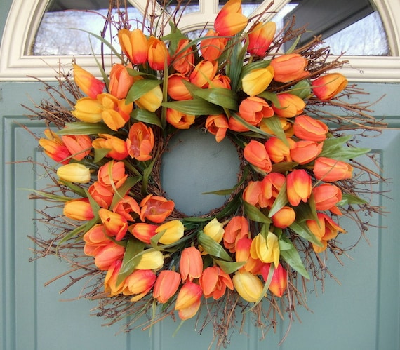 Spring Wreath-Orange Tulips