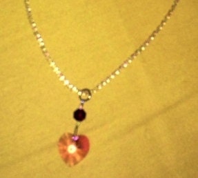 Pink Swarovski Heart with Garnet Necklace
