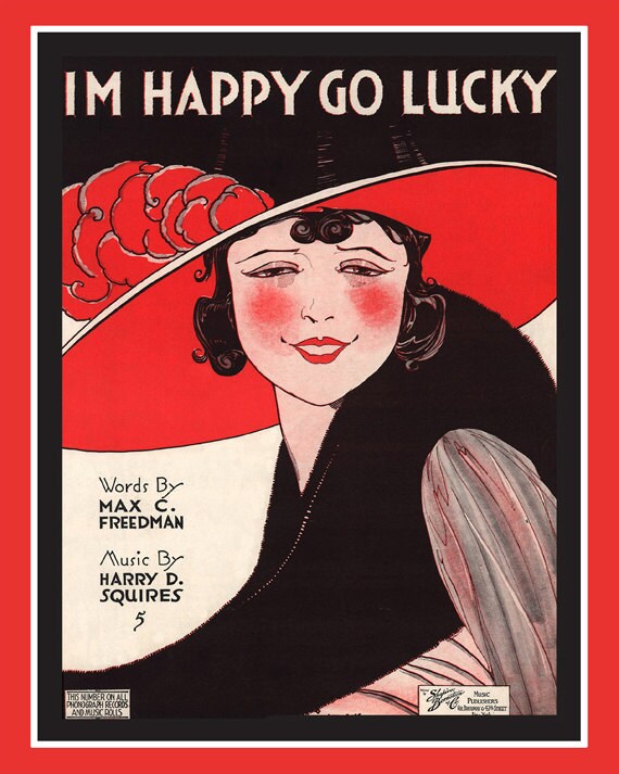 Vintage I'm Happy Go Lucky Restored Print Digital Reproduction - 8 x 10