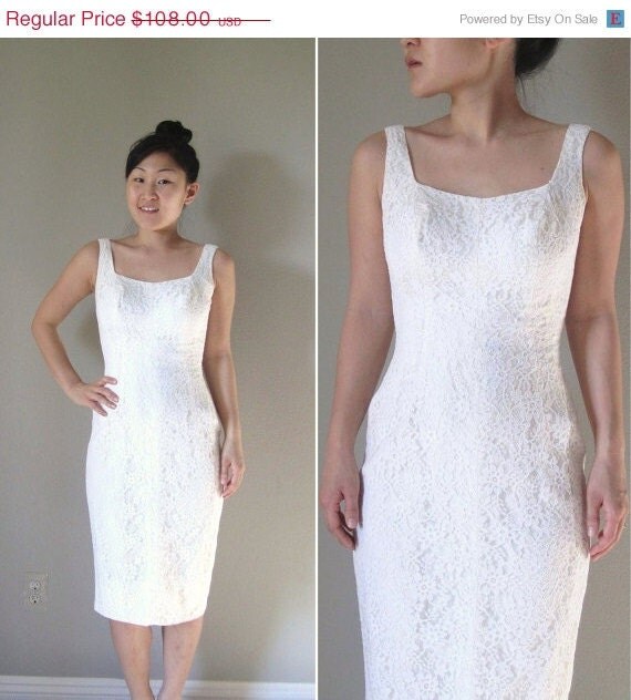 SALE Vintage 1960s Wedding Dress 60s Ivory Lace Dress with Matching 