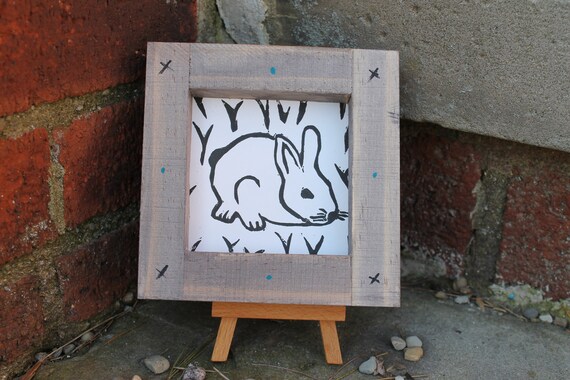 Linocut Print of a Bunny