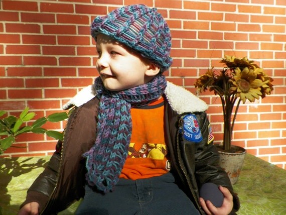 Children's Handmade Hat and Scarf Set Ages 3 - 6
