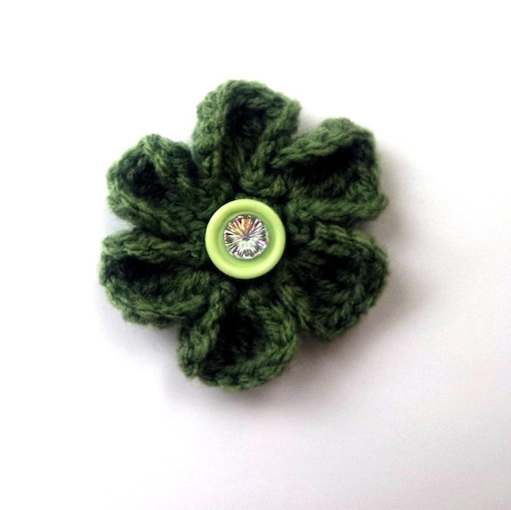 Flower Magnet Crocheted Button Center Bling