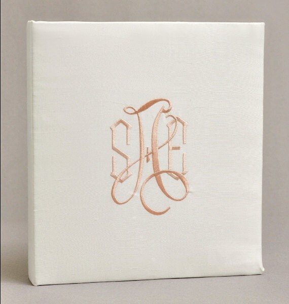 Wedding Memory Book Silk Dupioni Personalized with your Monogram