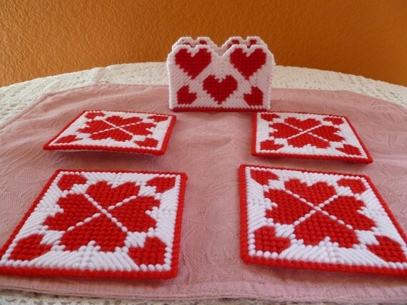Set of 4 Valentine's Hearts Afire Coasters