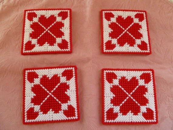 Set of 4 Valentine's Hearts Afire Coasters