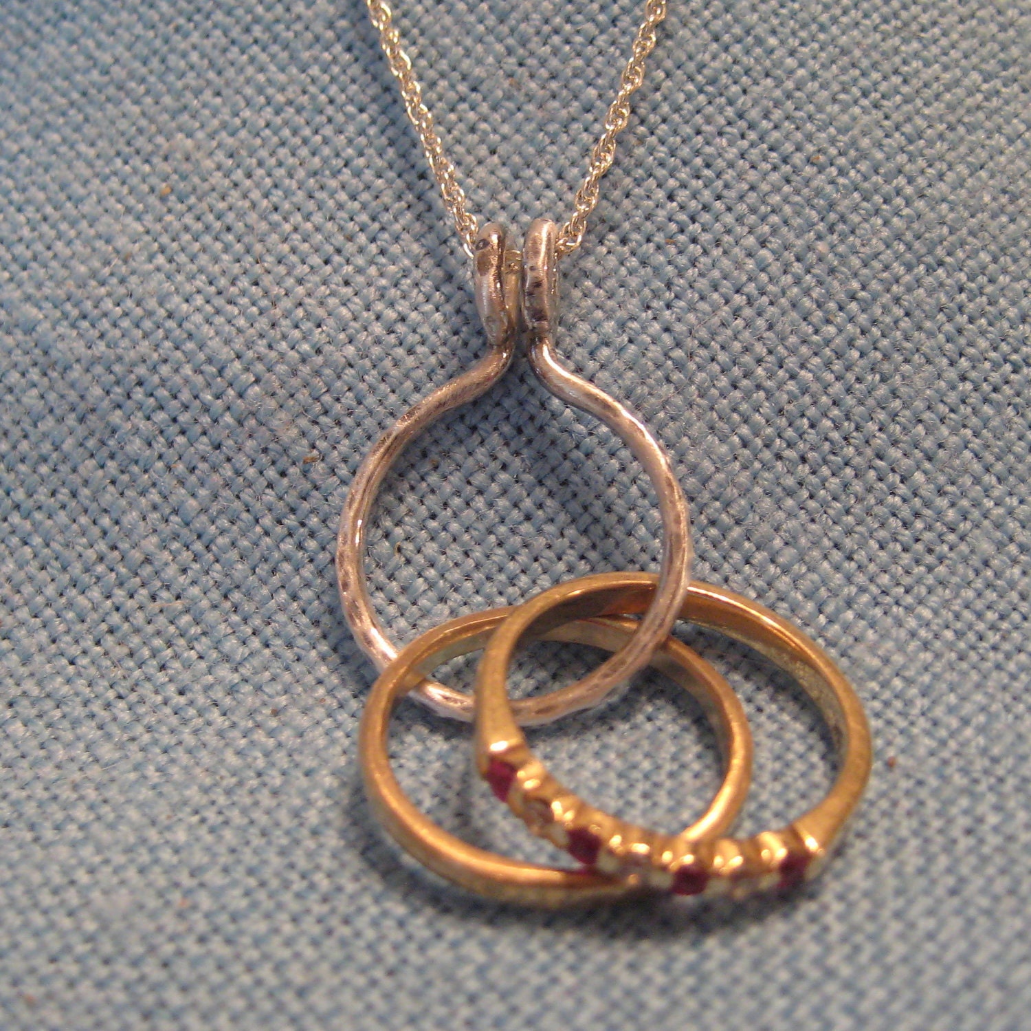 Ring Holder Necklace Silver Wedding Ring Holder Small Round Circle Charm Holder Pendant JJDLJewelryArt