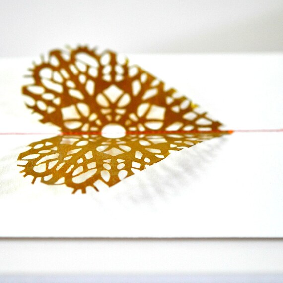 Layered Lace Heart Gift Card Gold Leaf