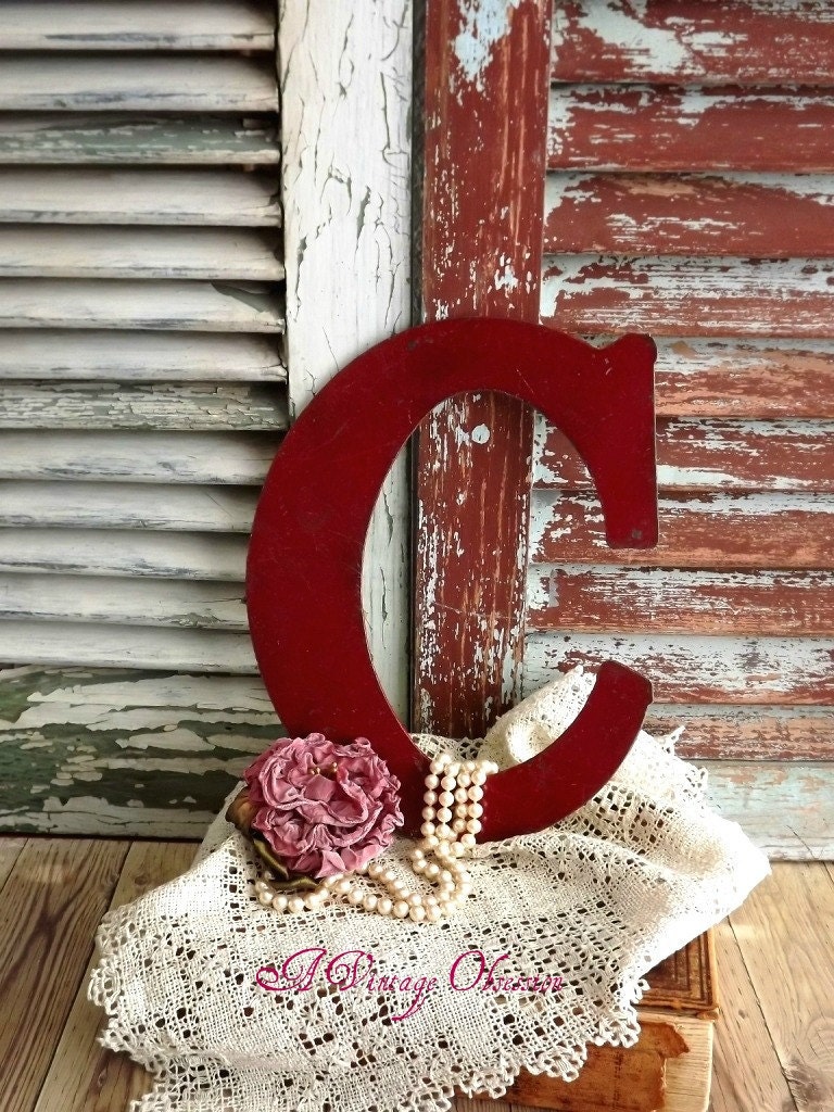Letter C Initial C Vintage Metal Sign by avintageobsession on etsy