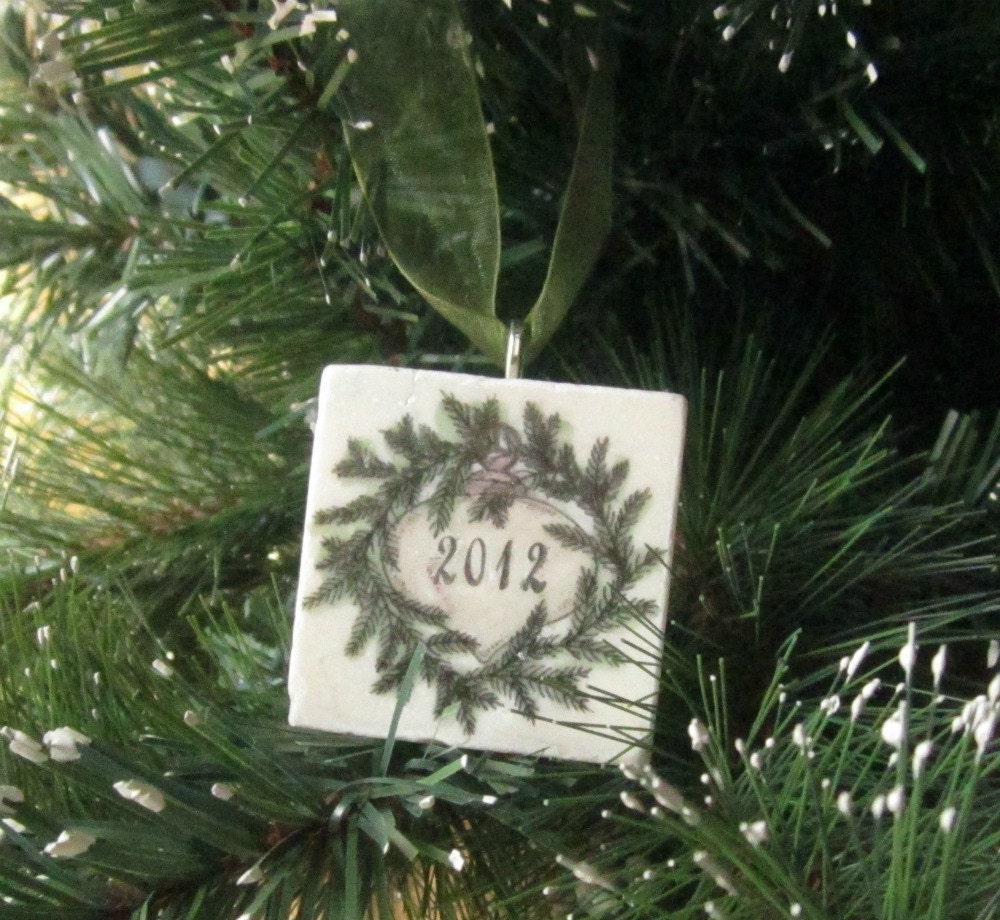 Pine Bough Christmas Ornament including Gift Box, Ready to Ship