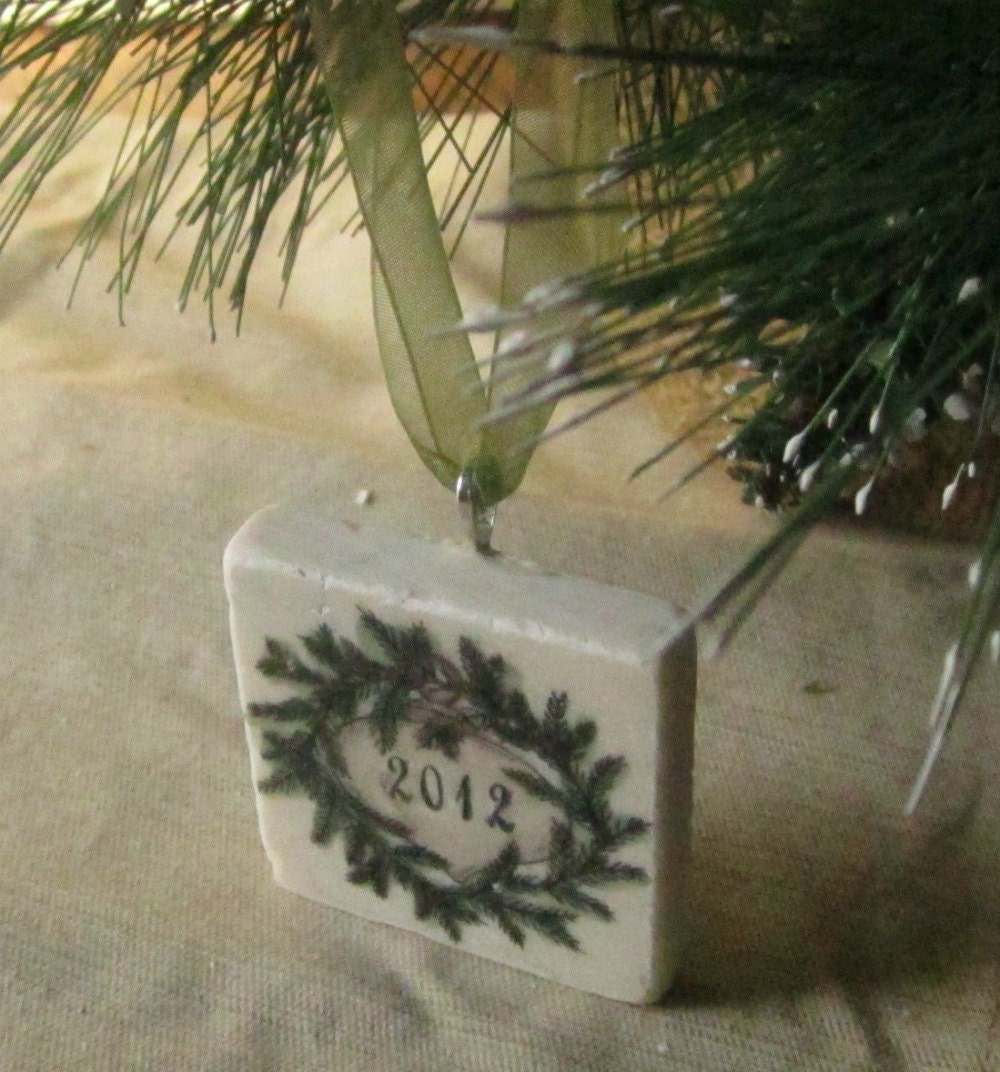 Pine Bough Christmas Ornament including Gift Box, Ready to Ship