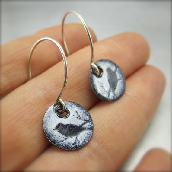 Round Enameled Bird Earrings by Beth Millner Round Enameled Bird Earrings by Beth Millner