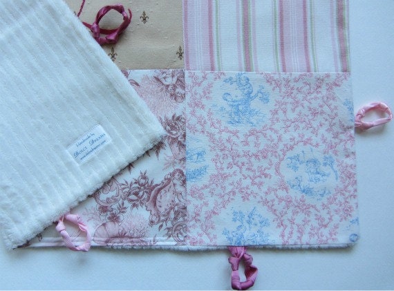 Girl Lovey Blanket with Custom Hand Embroidered Initial or Name by Dolce Dreams