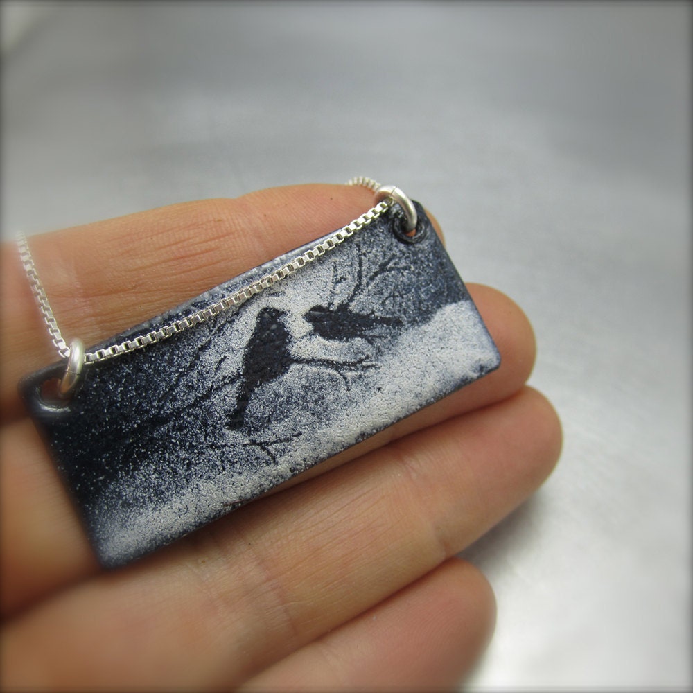 Wide Enameled Love Bird Pendant by Beth Millner Wide Enameled Love Bird Pendant by Beth Millner