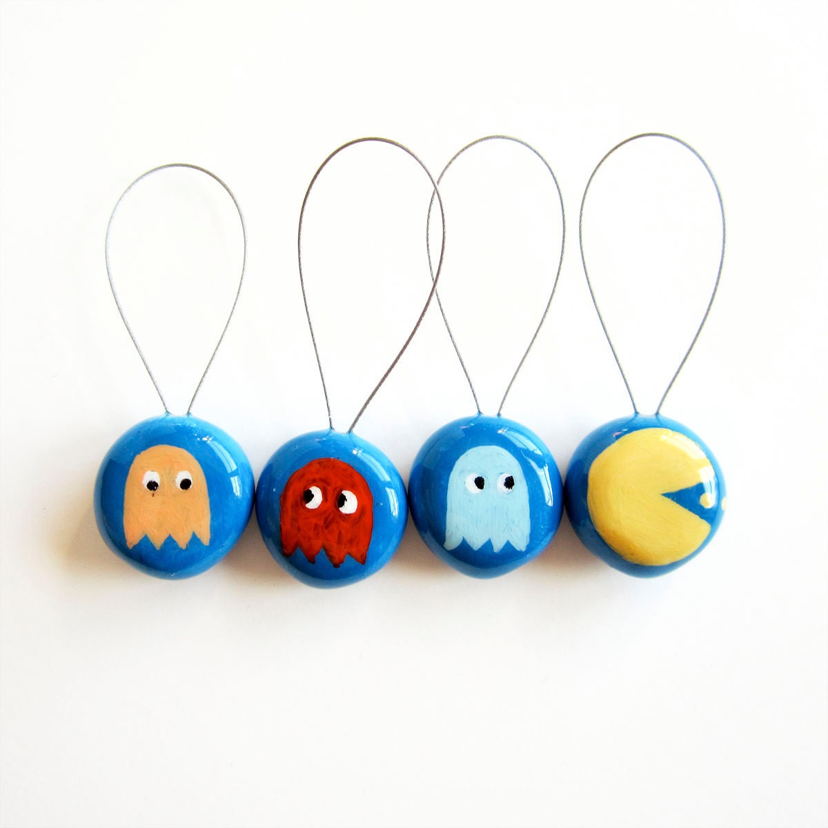 Snag Free Stitch Markers - Set of 4 Hand-Painted Pac-man