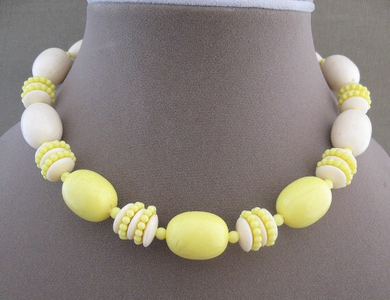 Sunshine Yellow Vintage Beaded Necklace Set