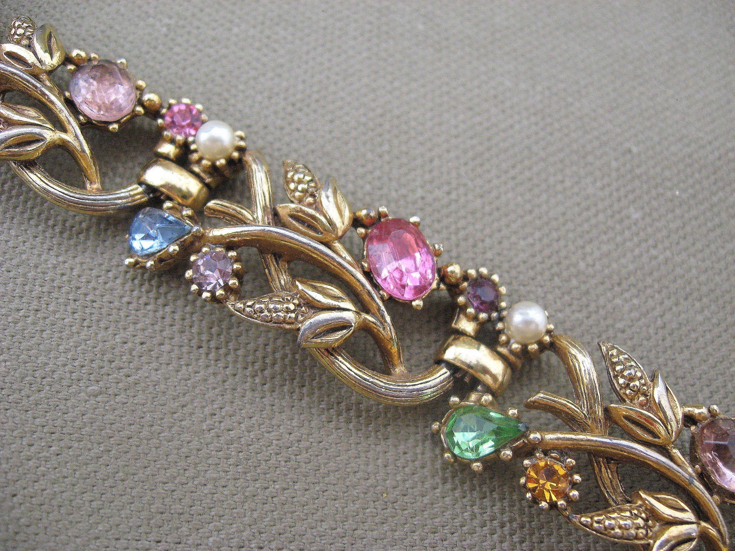 RESERVED FOR KATJA Designer Signed Star Pastel Rhinestone Bracelet Vintage