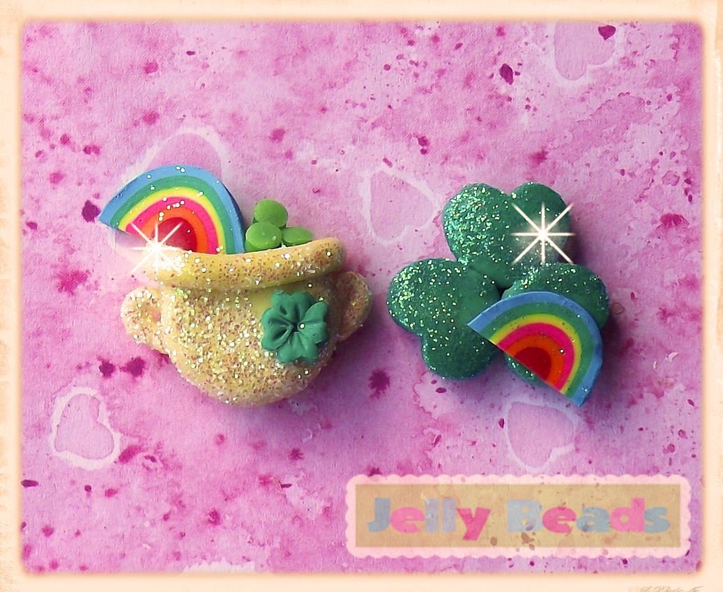 Lucky Pot' O Gold polymer clay bead/charm/bow center