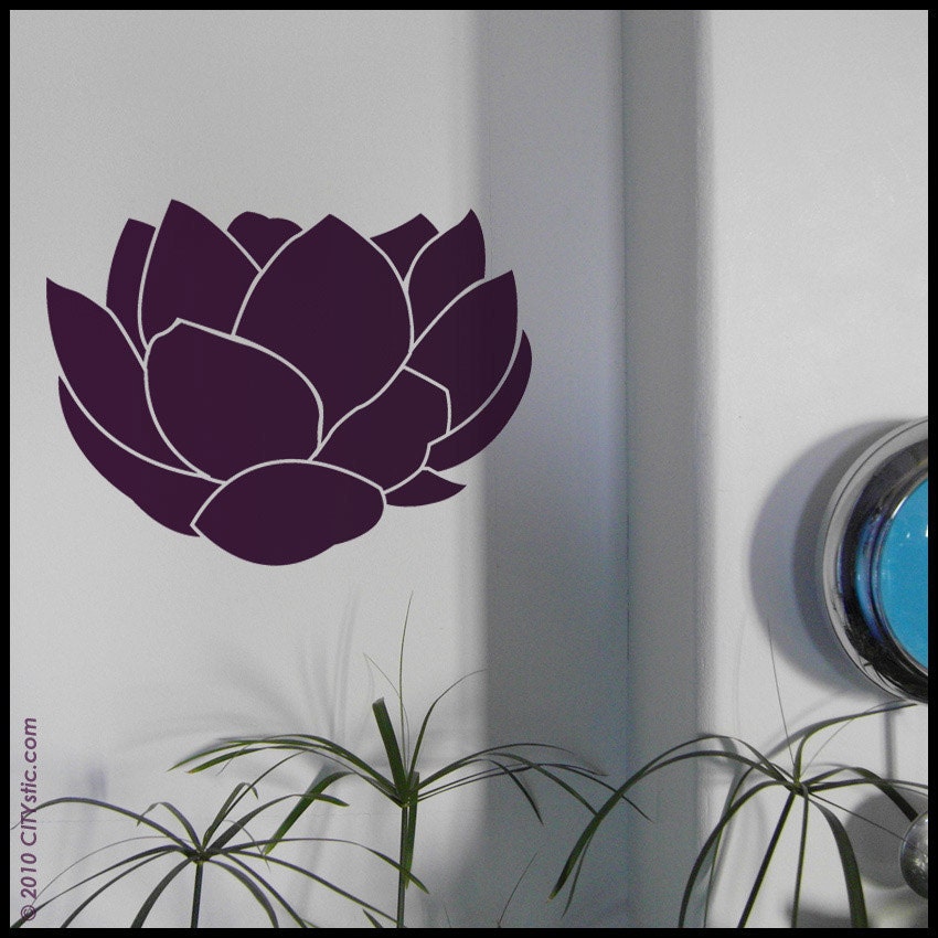 LOTUS  - WALL DECAL : Set of 3 Lotus Flowers opening as in Asia, big petals, zen attitude