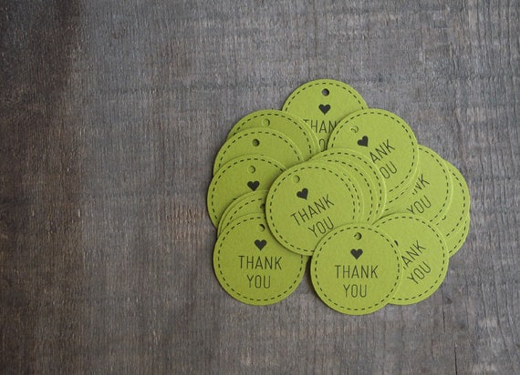 30 Round Wedding Favor Tags MOSS Green From StarlingMemory