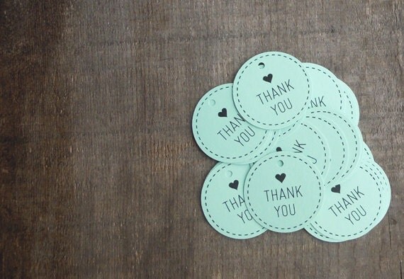 30 Round 15 Wedding Favor Tags CHOCOLATE CHIP MINT From StarlingMemory