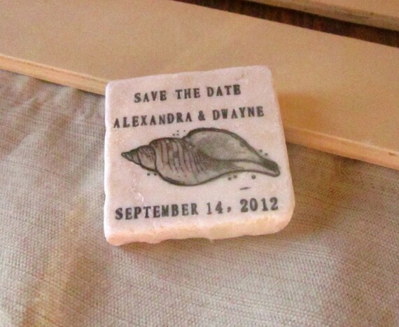 Seashell Wedding Favors, Save the Date Magnets, Set of 25