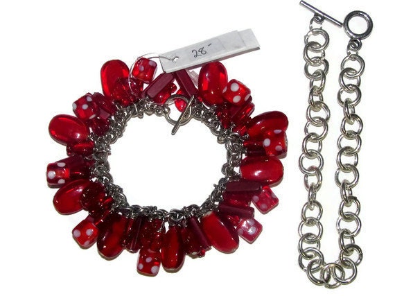 bracelet -  Glass bead bracelet with necklace extender - cha cha