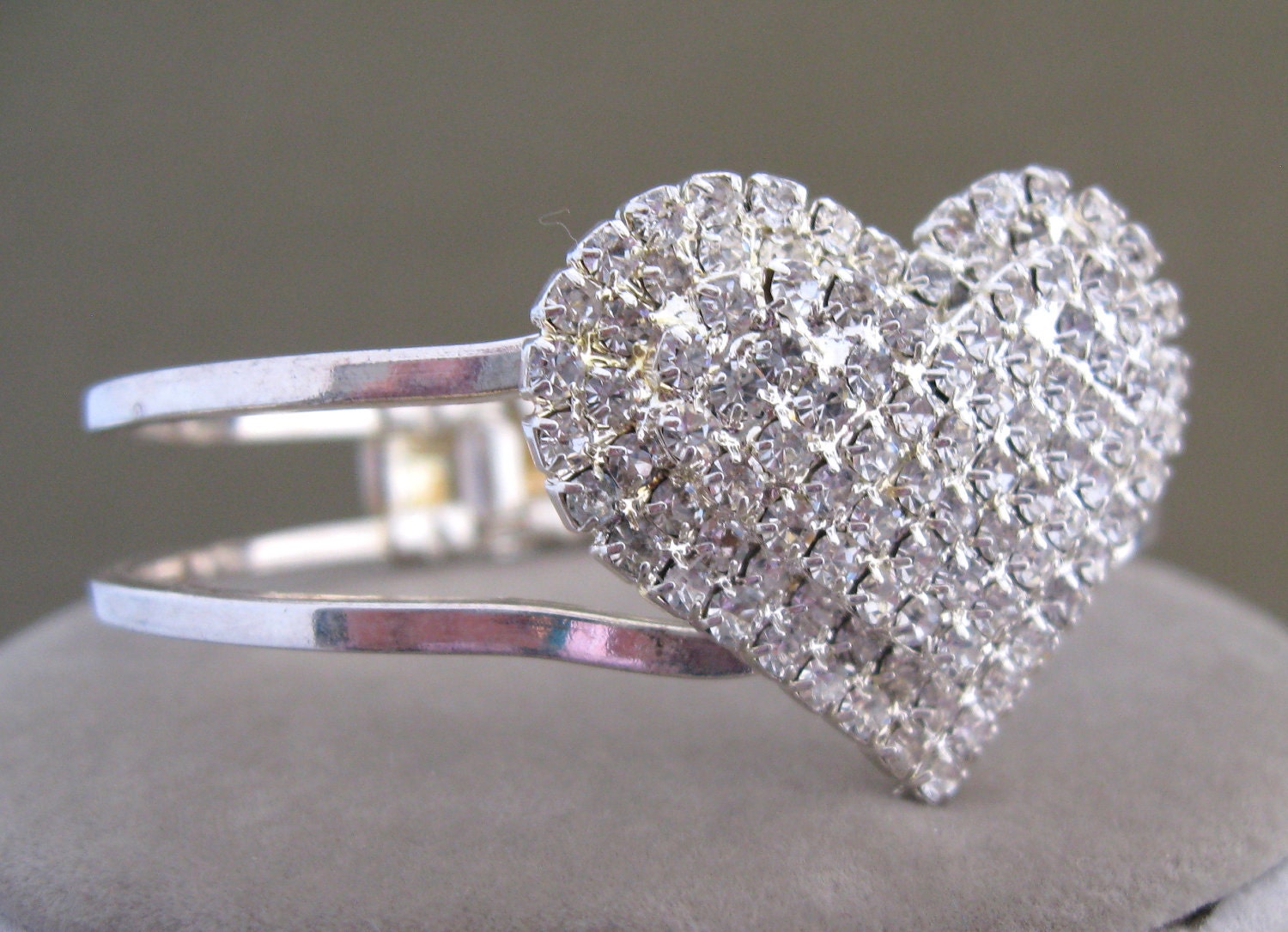 Rhinestone Heart Cuff Bracelet