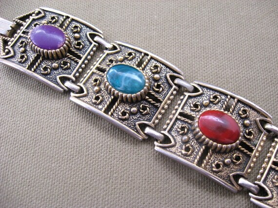Sarah Coventry Vintage Cabochon Bracelet Multi Color