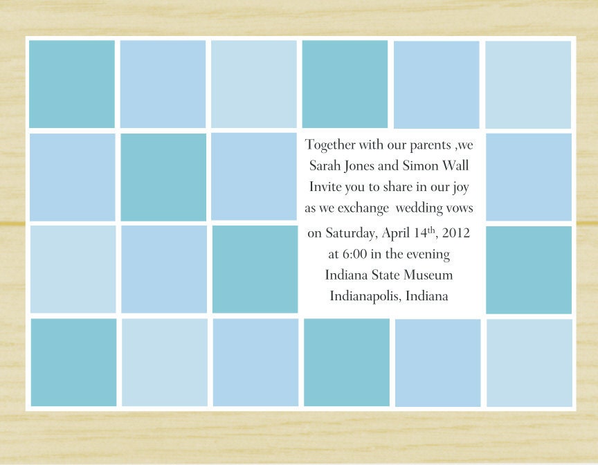 Blue Geo Square Wedding Invitation (set of 10)