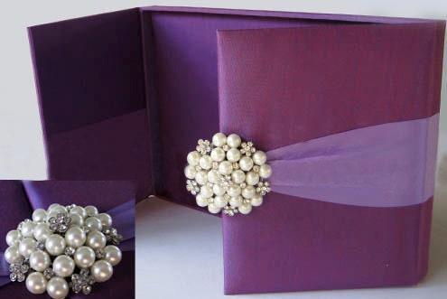 Silk Crystal Wedding Invitation Box ANY COLOR Available