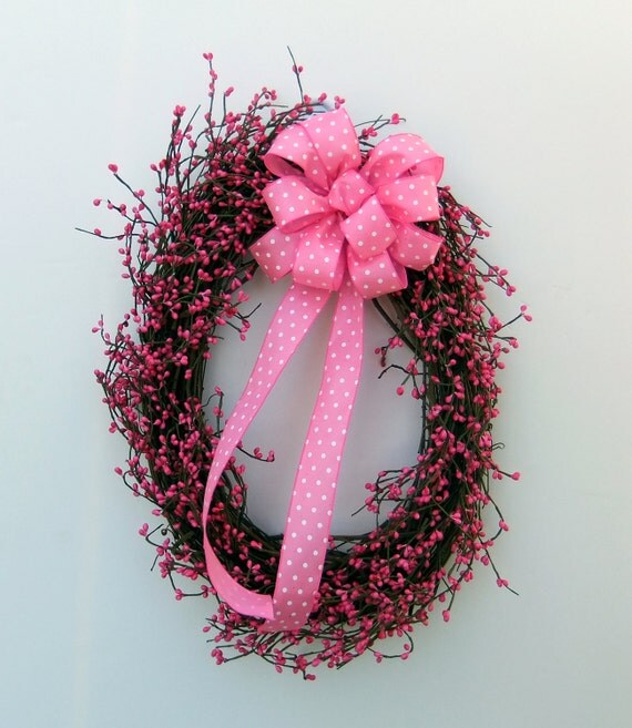 Shabby Chic Pink Berry Wreath
