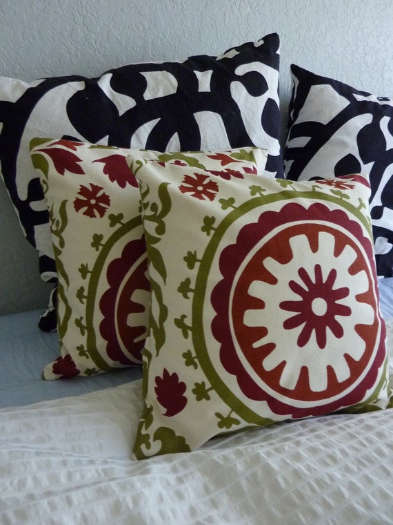 Decorative Pillows Cover- Premier Prints Suzani Autumn/Natural -  TWO 16x16