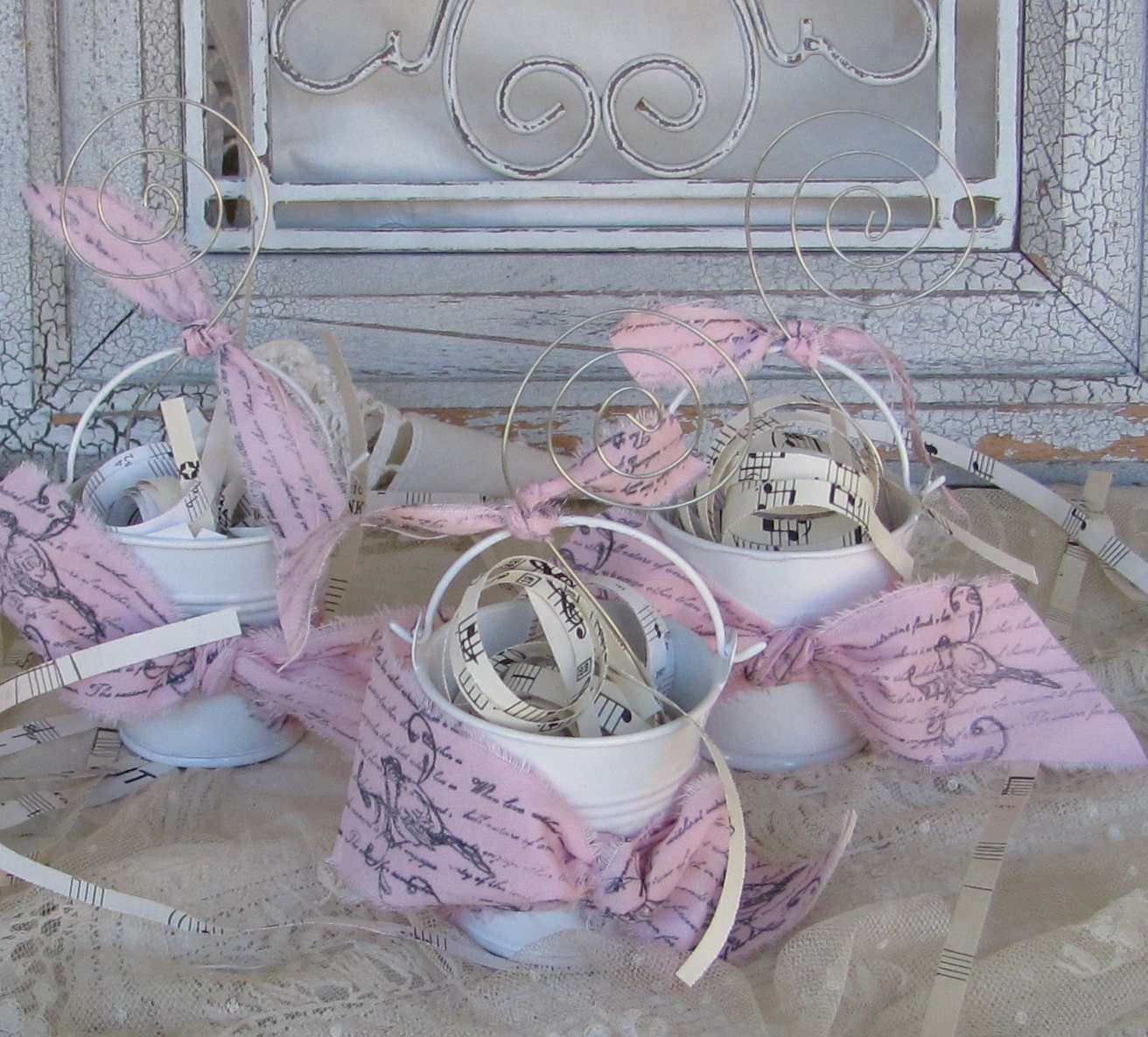 Place Card Holder/Table Number Mini Bucket Custom order Set of 10