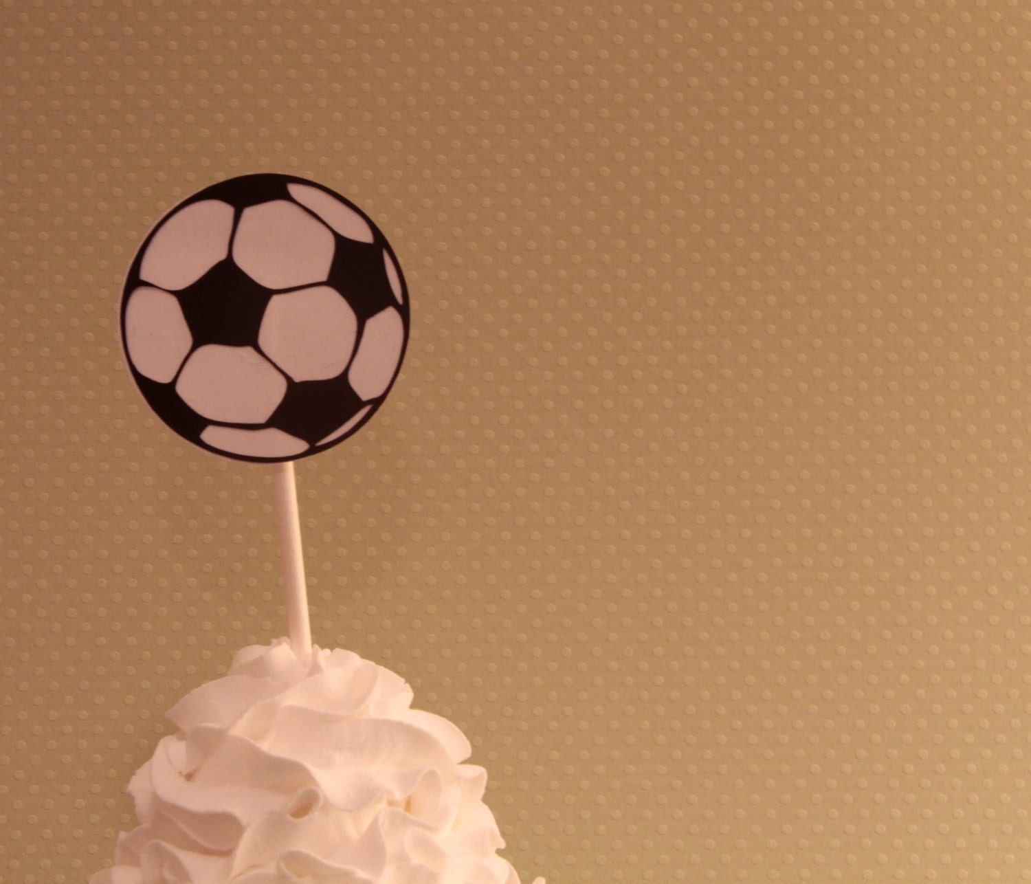 12 Soccer Ball Cupcake Toppers