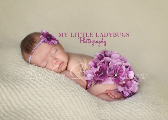 Lilac Hydrangea Flower Bloomers & Headband Set Limited Edition Last Set Available